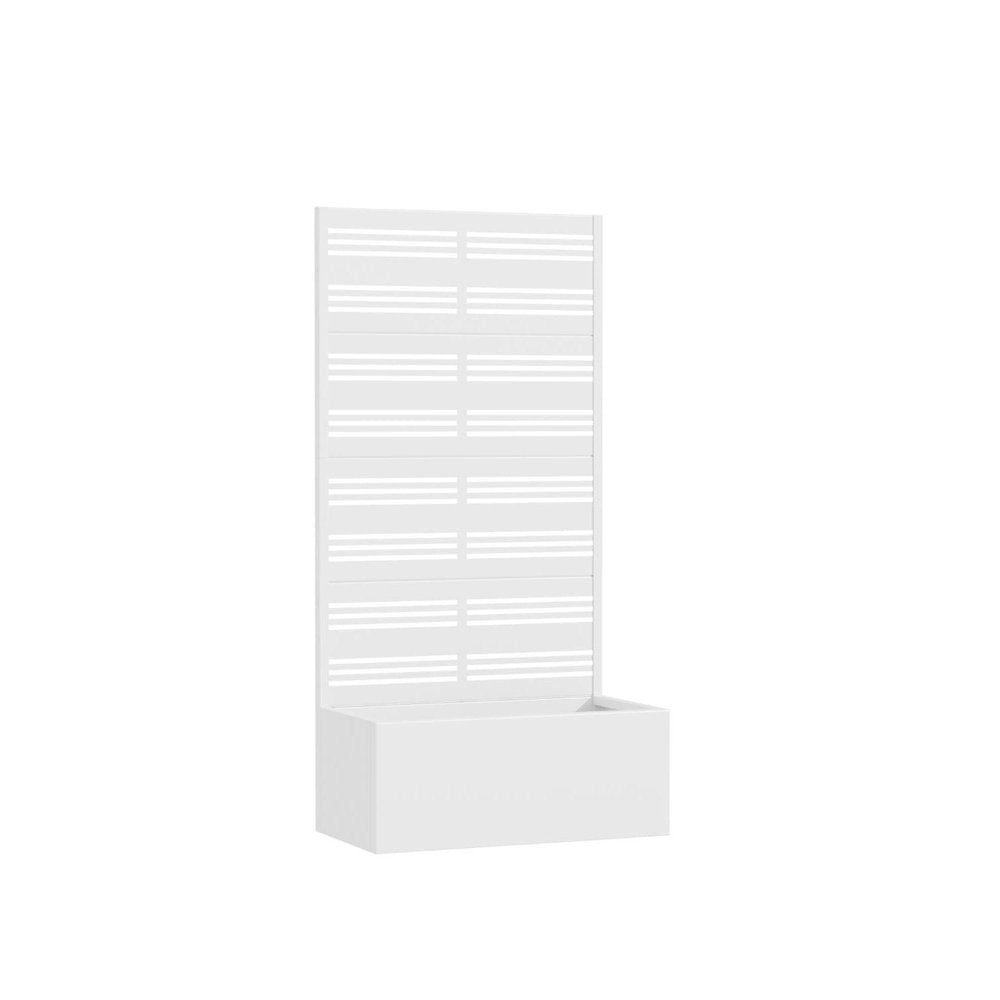 59" White Geometric Steel Four Panel Outdoor Privacy Screen — view 4