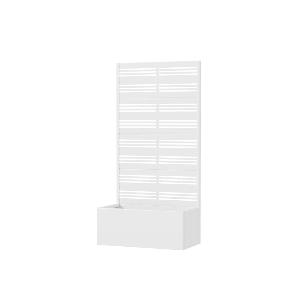 59" White Geometric Steel Four Panel Outdoor Privacy Screen HomeRoots