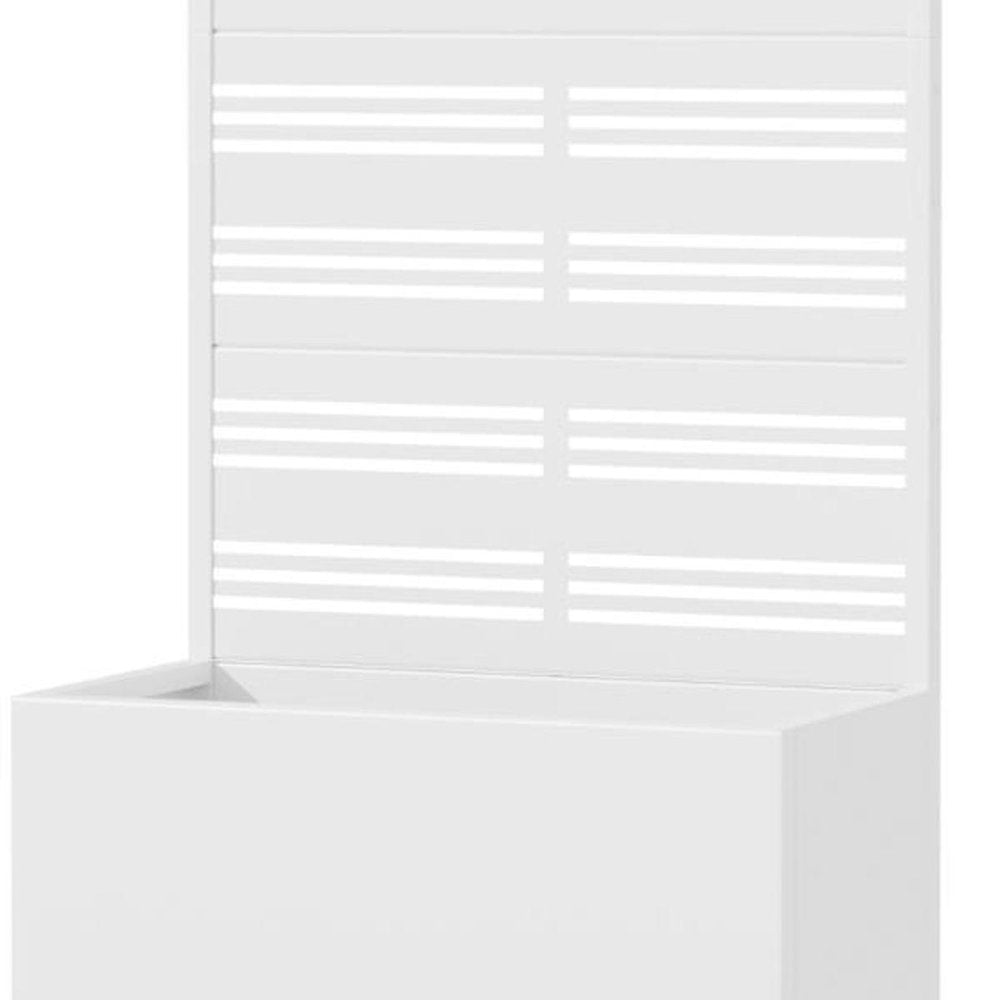 59" White Geometric Steel Four Panel Outdoor Privacy Screen — view 2