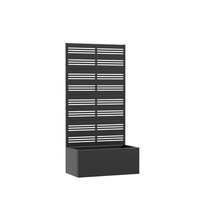 59" Black Geometric Steel Four Panel Outdoor Privacy Screen HomeRoots