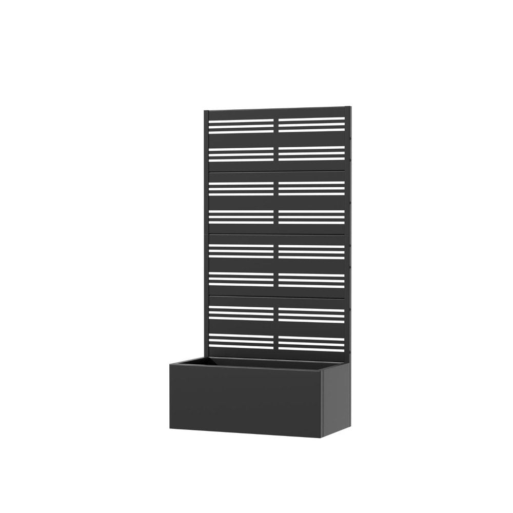 59" Black Geometric Steel Four Panel Outdoor Privacy Screen HomeRoots