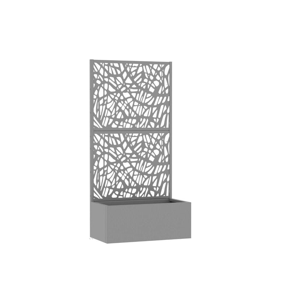 59" Gray Geometric Steel Two Panel Outdoor Privacy Screen — view 3