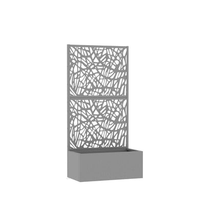 59" Gray Geometric Steel Two Panel Outdoor Privacy Screen HomeRoots