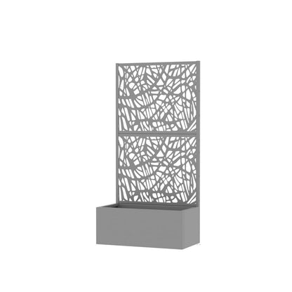 59" Gray Geometric Steel Two Panel Outdoor Privacy Screen HomeRoots