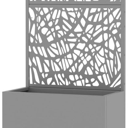 59" Gray Geometric Steel Two Panel Outdoor Privacy Screen HomeRoots