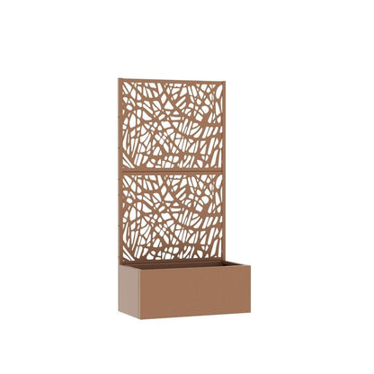 59" Brown Geometric Steel Two Panel Outdoor Privacy Screen HomeRoots