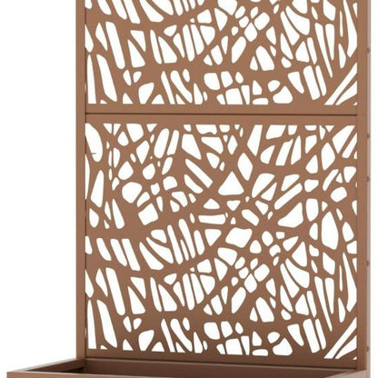59" Brown Geometric Steel Two Panel Outdoor Privacy Screen HomeRoots