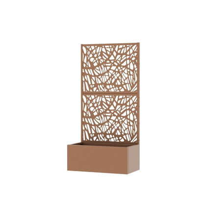 59" Brown Geometric Steel Two Panel Outdoor Privacy Screen HomeRoots