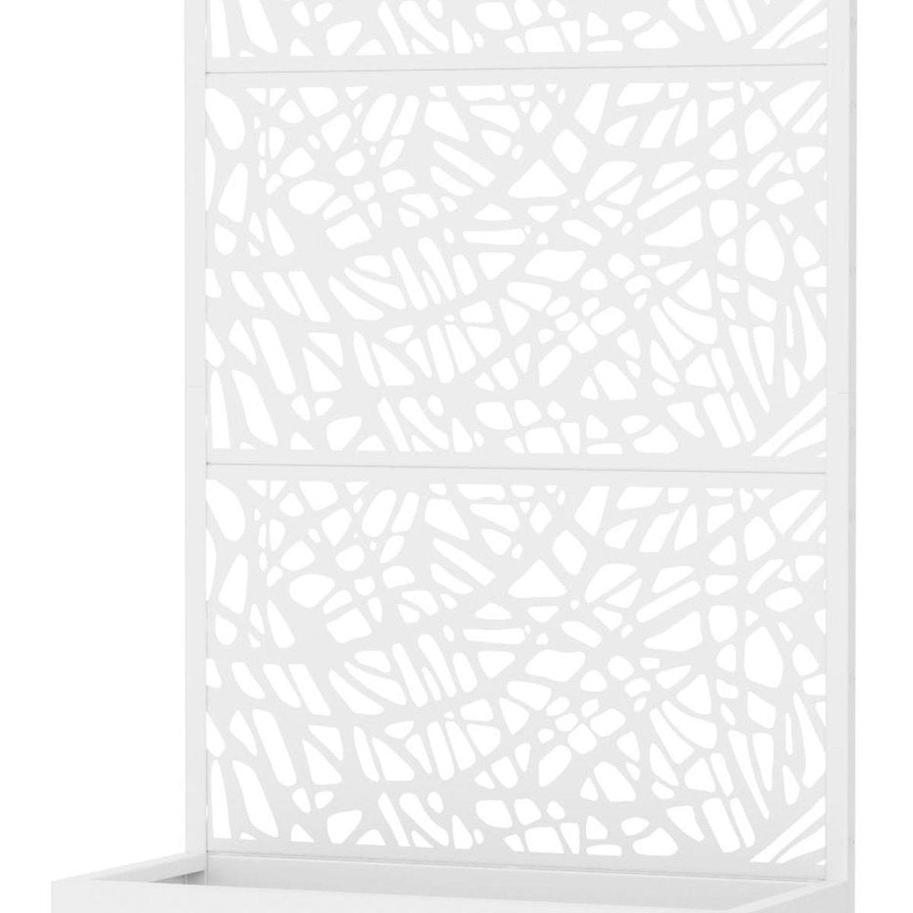 72" White Geometric Steel Three Panel Outdoor Privacy Screen HomeRoots