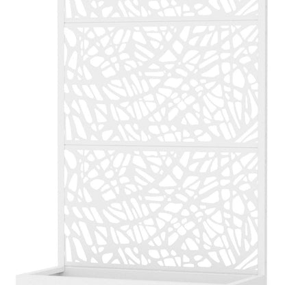 72" White Geometric Steel Three Panel Outdoor Privacy Screen HomeRoots