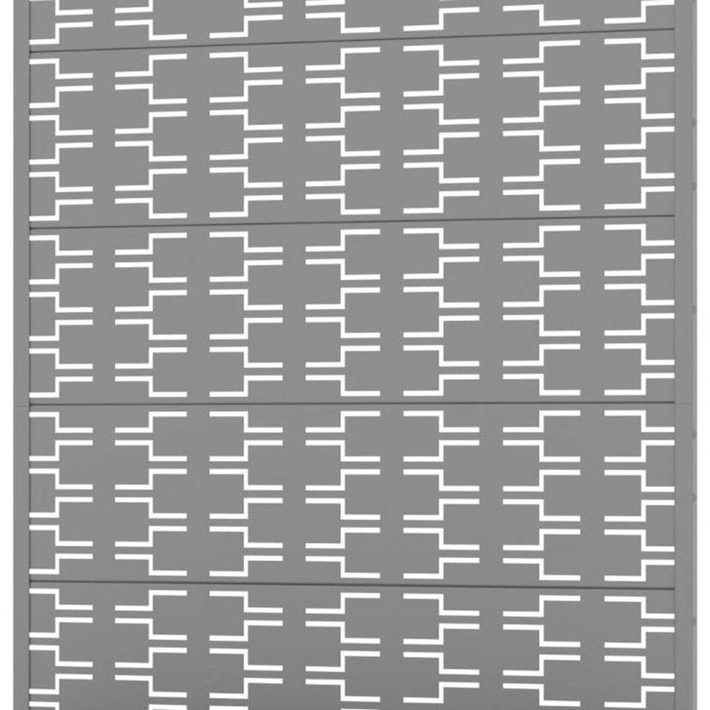 72" Gray Geometric Steel Five Panel Outdoor Privacy Screen — view 2