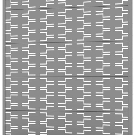 72" Gray Geometric Steel Five Panel Outdoor Privacy Screen