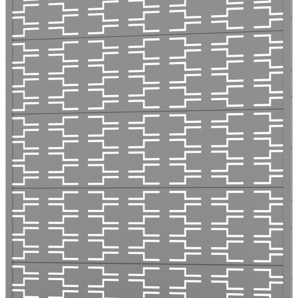 72" Gray Geometric Steel Five Panel Outdoor Privacy Screen — view 3