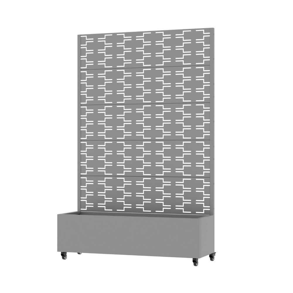 72" Gray Geometric Steel Five Panel Outdoor Privacy Screen — view 1