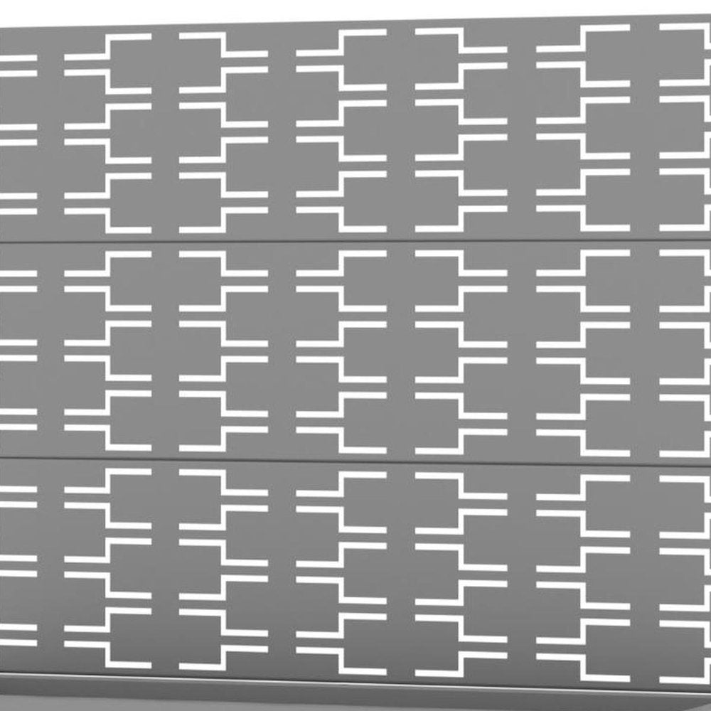72" Gray Geometric Steel Three Panel Outdoor Privacy Screen HomeRoots