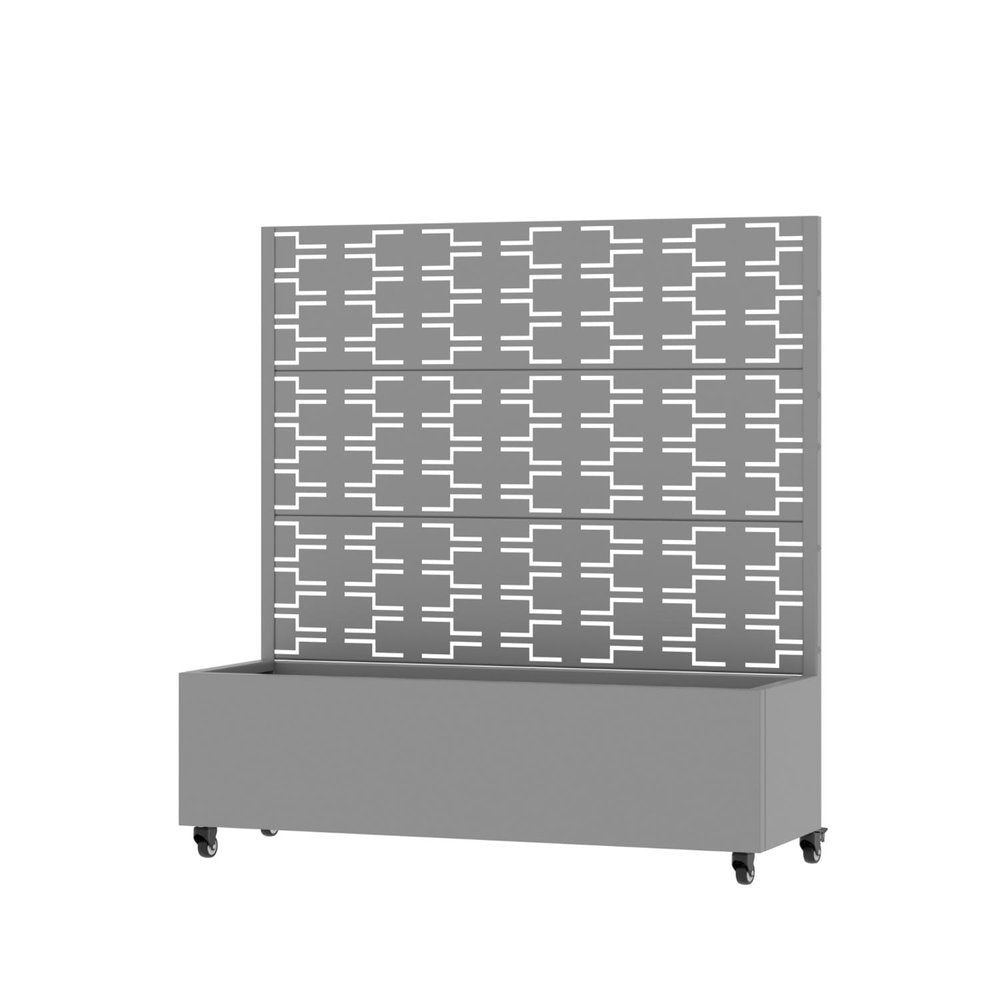 72" Gray Geometric Steel Three Panel Outdoor Privacy Screen HomeRoots