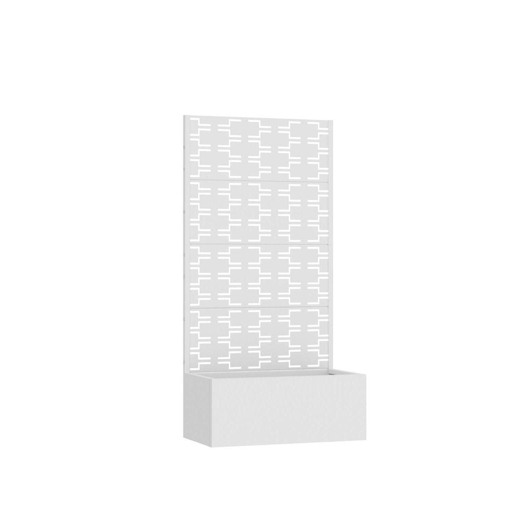59" White Geometric Steel Four Panel Outdoor Privacy Screen HomeRoots