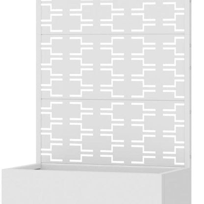 59" White Geometric Steel Four Panel Outdoor Privacy Screen HomeRoots