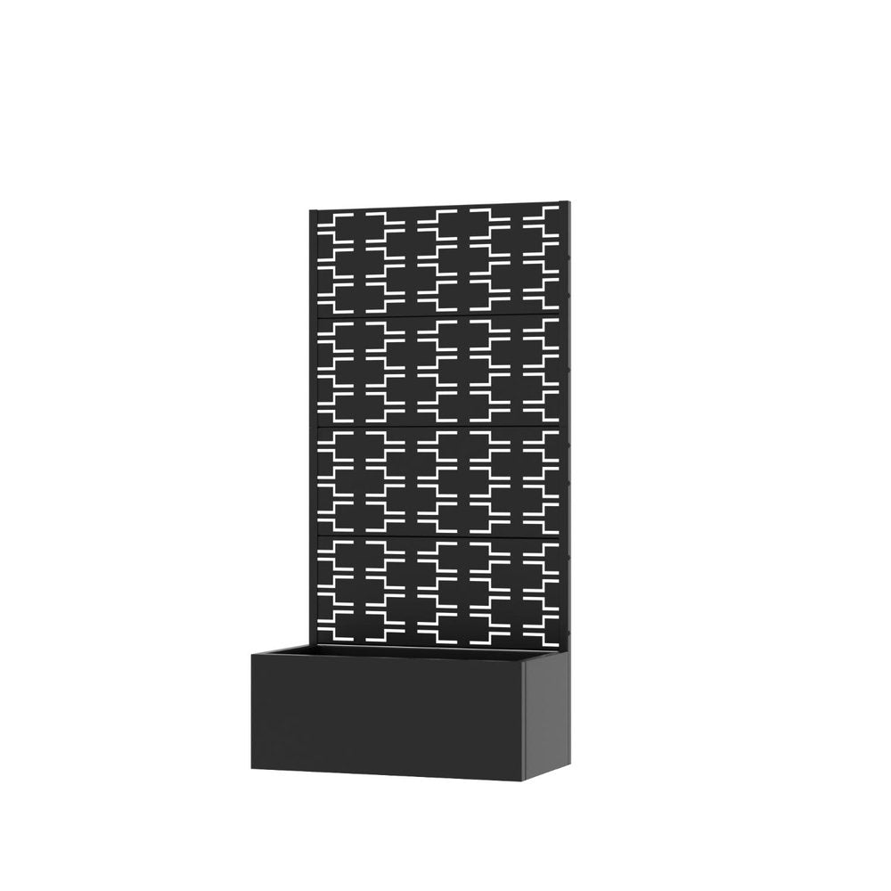 59" Black Geometric Steel Four Panel Outdoor Privacy Screen HomeRoots