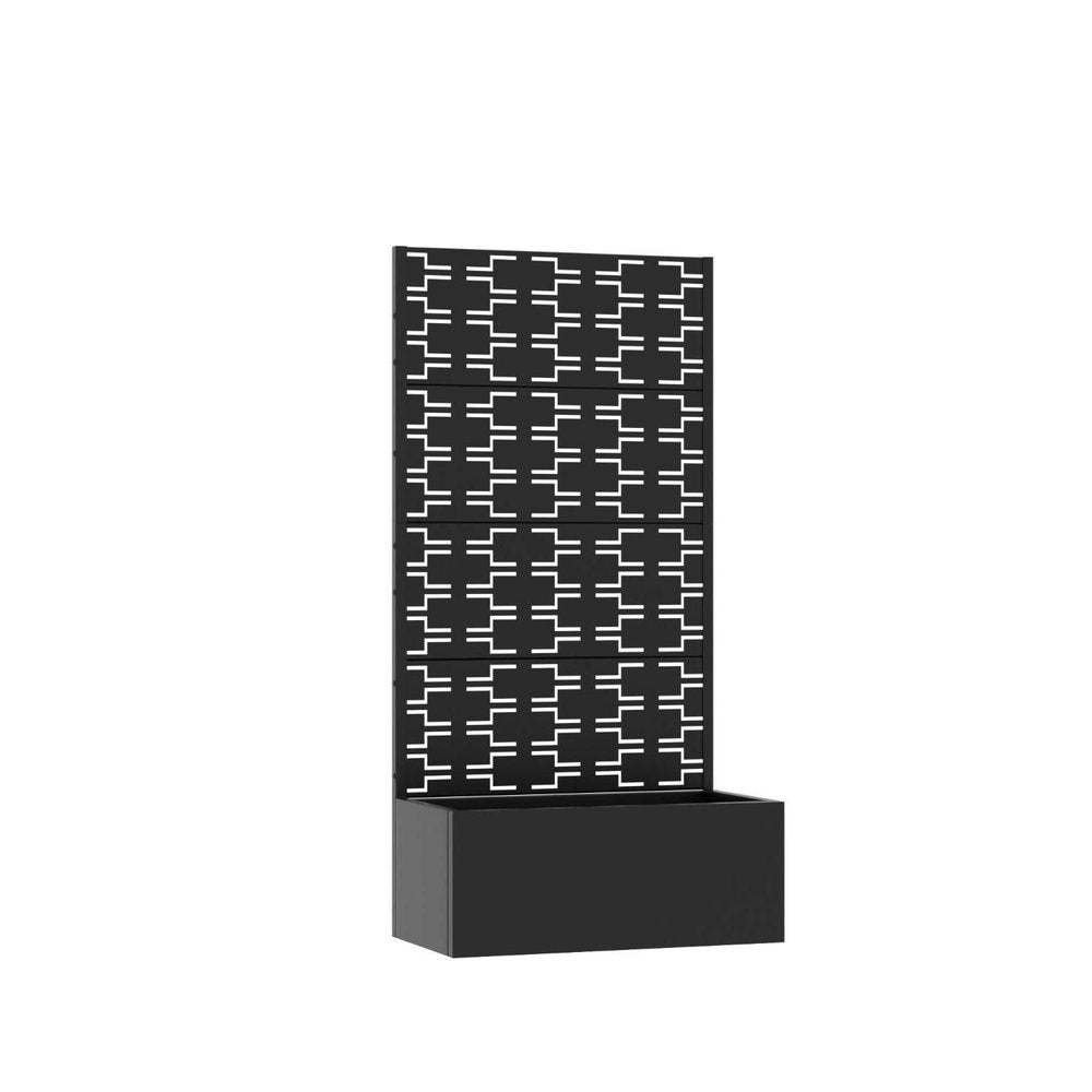 59" Black Geometric Steel Four Panel Outdoor Privacy Screen — view 2