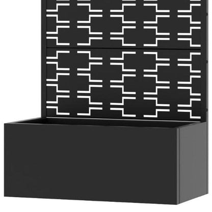 59" Black Geometric Steel Four Panel Outdoor Privacy Screen HomeRoots