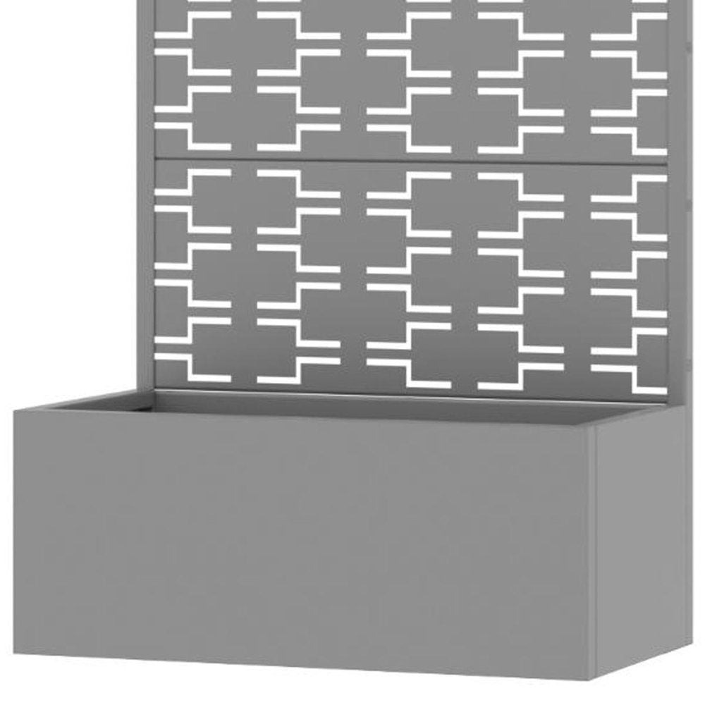 59" Gray Geometric Steel Four Panel Outdoor Privacy Screen HomeRoots