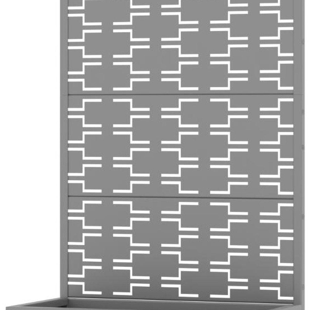 59" Gray Geometric Steel Four Panel Outdoor Privacy Screen — view 4