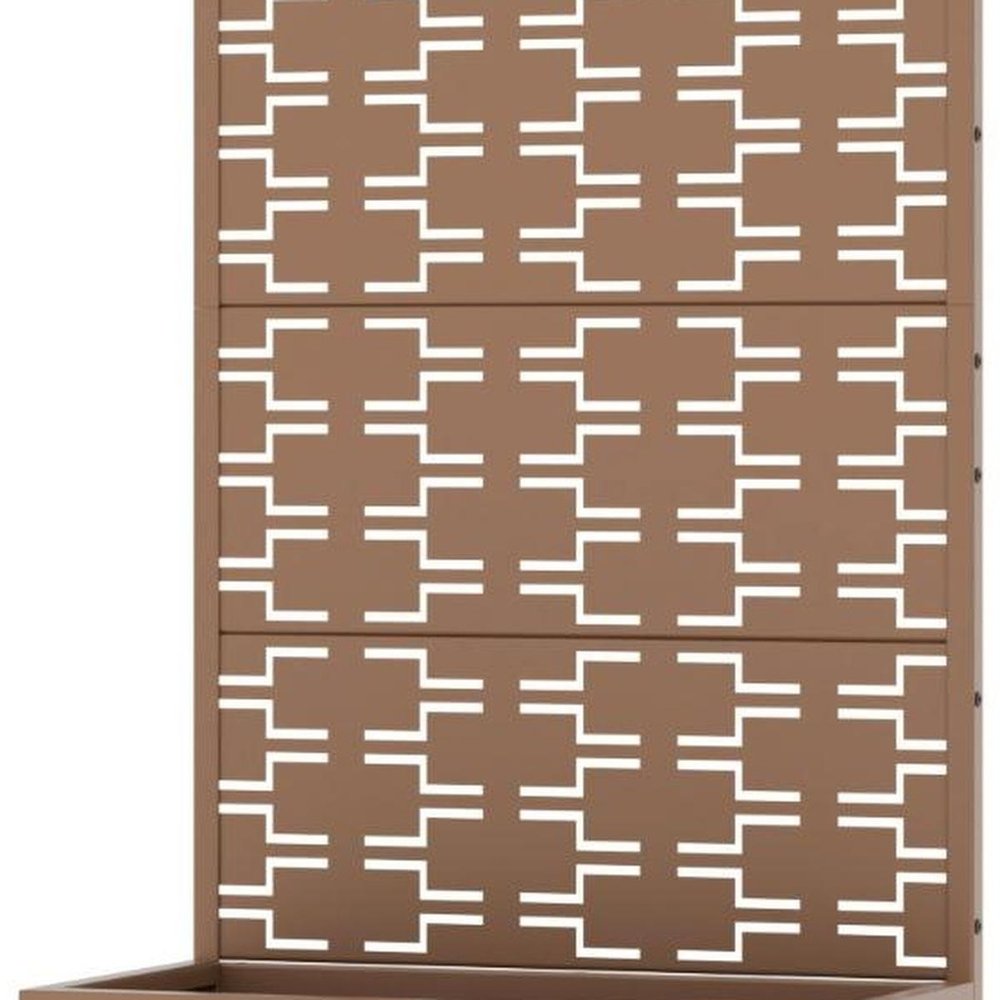 59" Brown Geometric Steel Four Panel Outdoor Privacy Screen — view 3