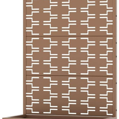 59" Brown Geometric Steel Four Panel Outdoor Privacy Screen HomeRoots