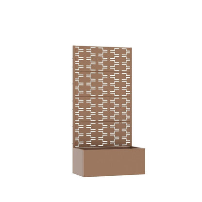 59" Brown Geometric Steel Four Panel Outdoor Privacy Screen HomeRoots
