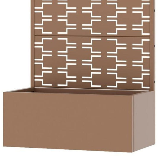 59" Brown Geometric Steel Four Panel Outdoor Privacy Screen