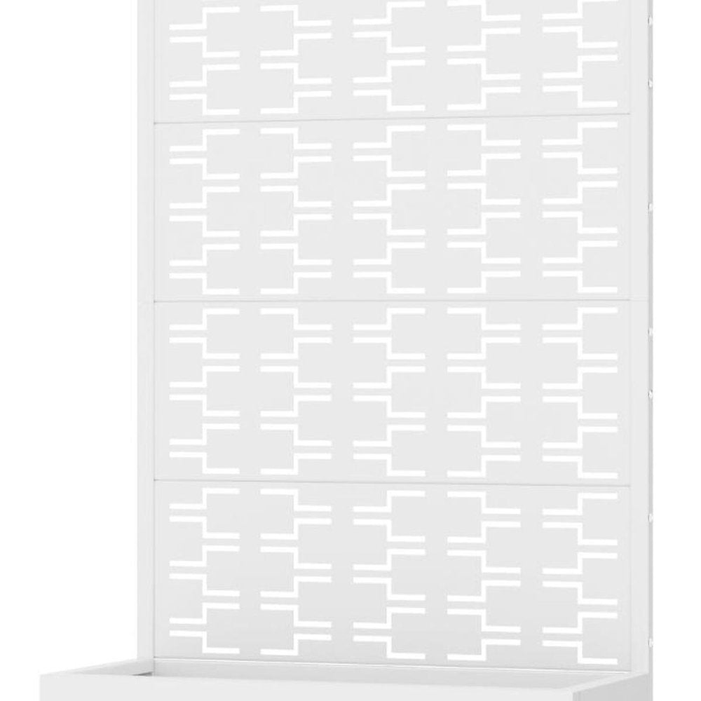 72" White Geometric Steel Five Panel Outdoor Privacy Screen HomeRoots
