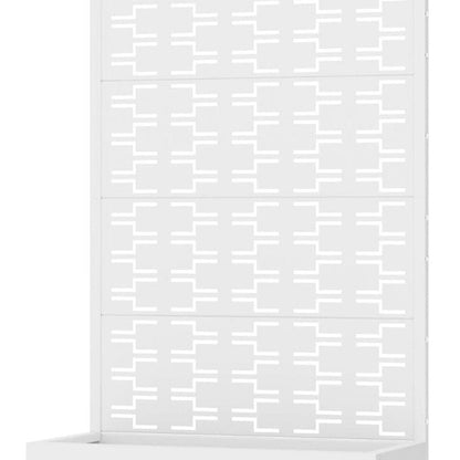 72" White Geometric Steel Five Panel Outdoor Privacy Screen
