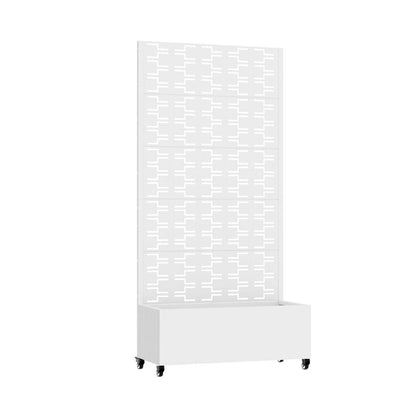 72" White Geometric Steel Five Panel Outdoor Privacy Screen HomeRoots