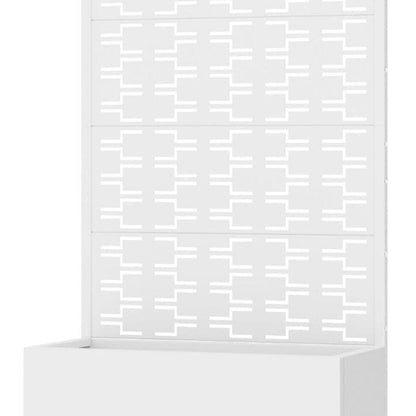 72" White Geometric Steel Five Panel Outdoor Privacy Screen HomeRoots