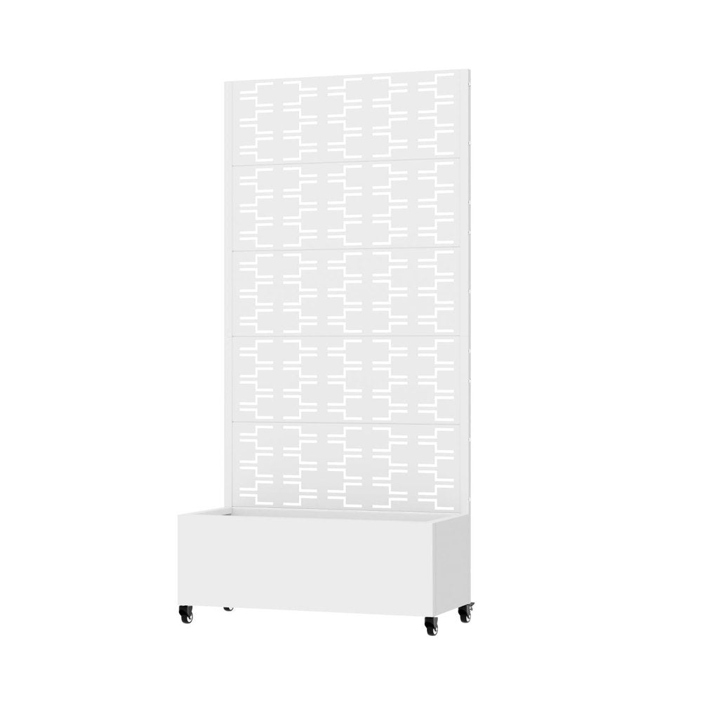72" White Geometric Steel Five Panel Outdoor Privacy Screen HomeRoots