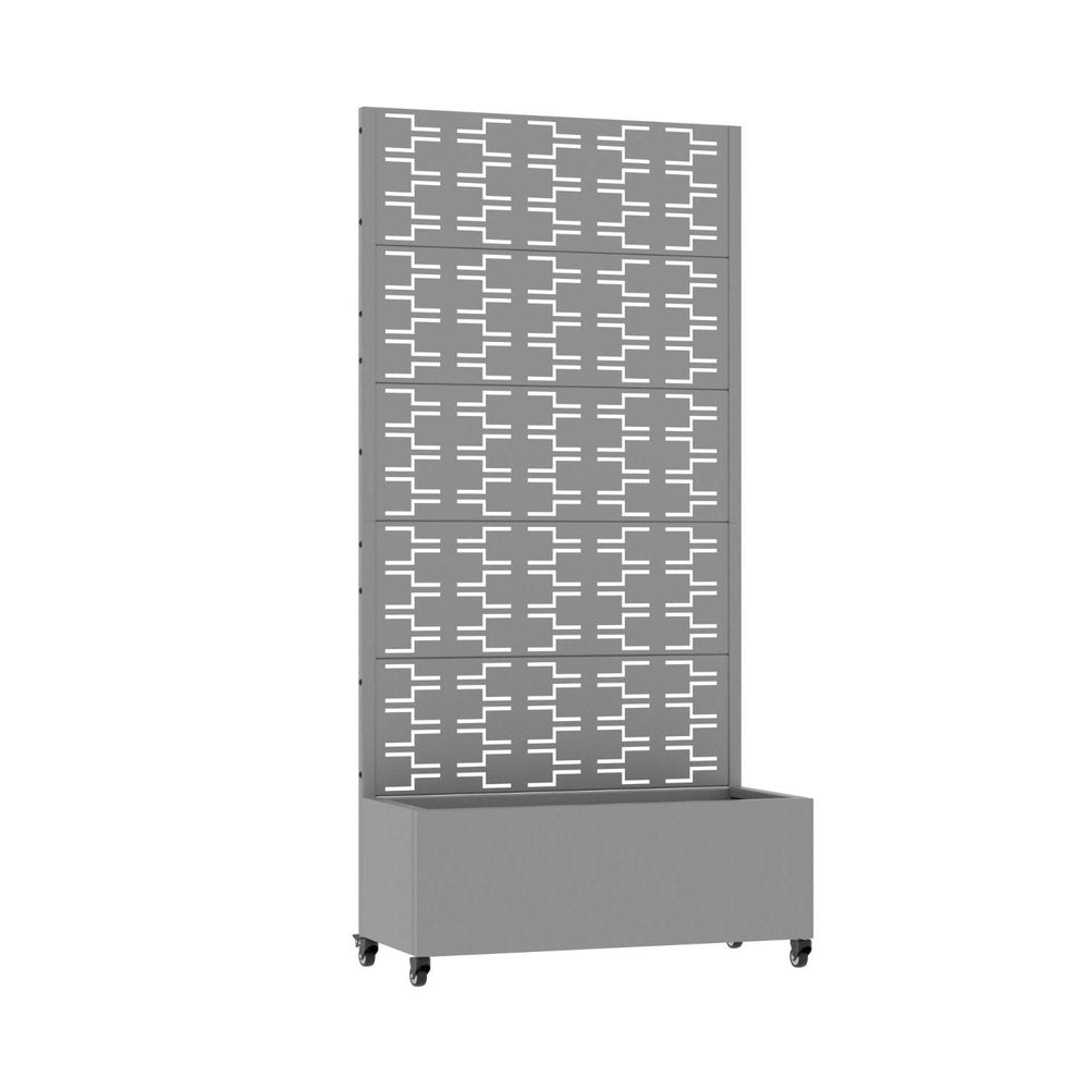 72" Gray Geometric Steel Five Panel Outdoor Privacy Screen — view 3