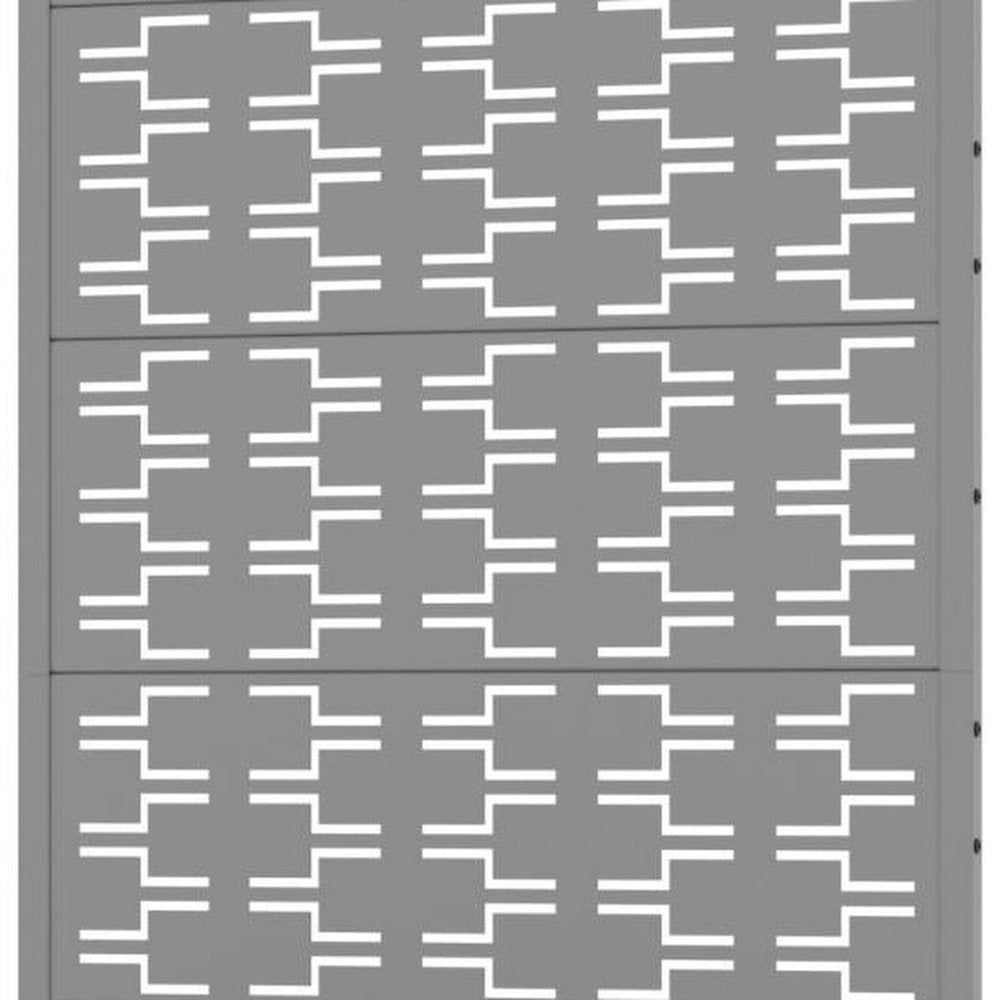 72" Gray Geometric Steel Five Panel Outdoor Privacy Screen — view 4