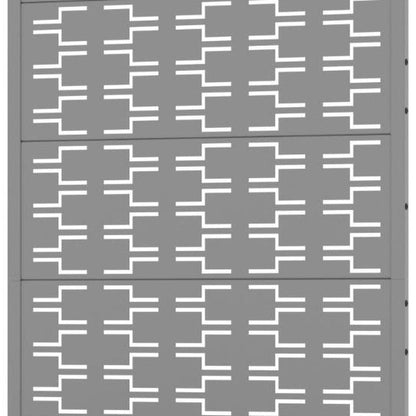 72" Gray Geometric Steel Five Panel Outdoor Privacy Screen HomeRoots