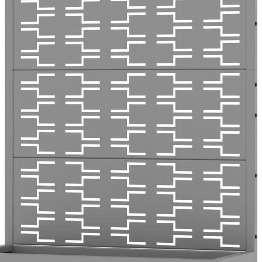 72" Gray Geometric Steel Five Panel Outdoor Privacy Screen — view 2