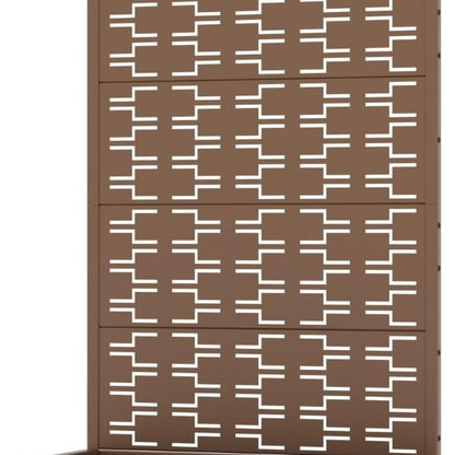 72" Brown Geometric Steel Five Panel Outdoor Privacy Screen HomeRoots