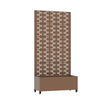 72" Brown Geometric Steel Five Panel Outdoor Privacy Screen HomeRoots