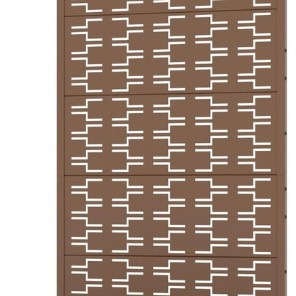 72" Brown Geometric Steel Five Panel Outdoor Privacy Screen HomeRoots