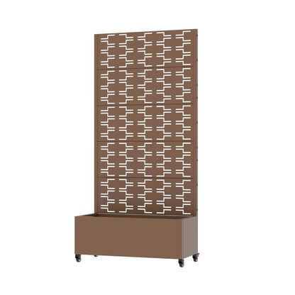 72" Brown Geometric Steel Five Panel Outdoor Privacy Screen HomeRoots