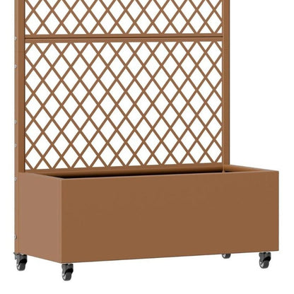 72" Brown Geometric Steel Three Panel Outdoor Privacy Screen HomeRoots