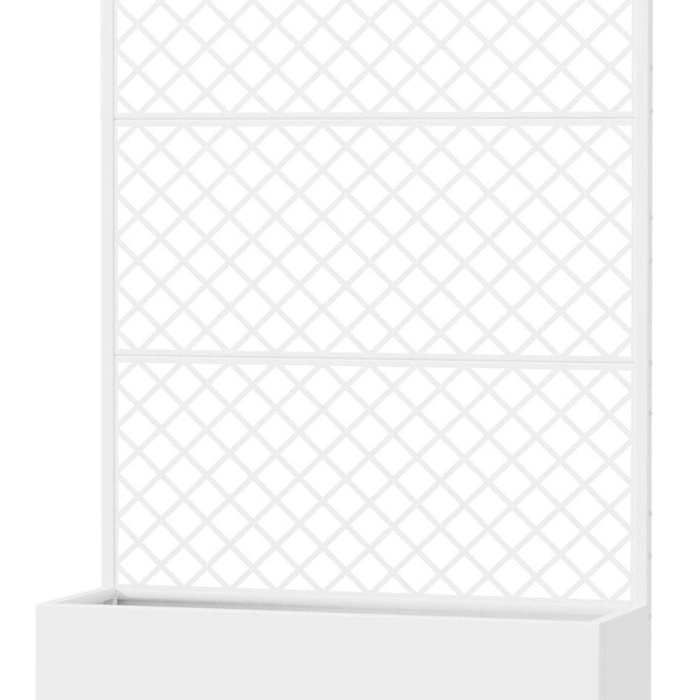 72" White Geometric Steel Three Panel Outdoor Privacy Screen HomeRoots
