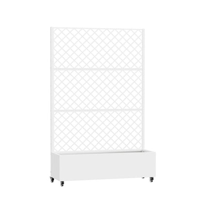 72" White Geometric Steel Three Panel Outdoor Privacy Screen HomeRoots