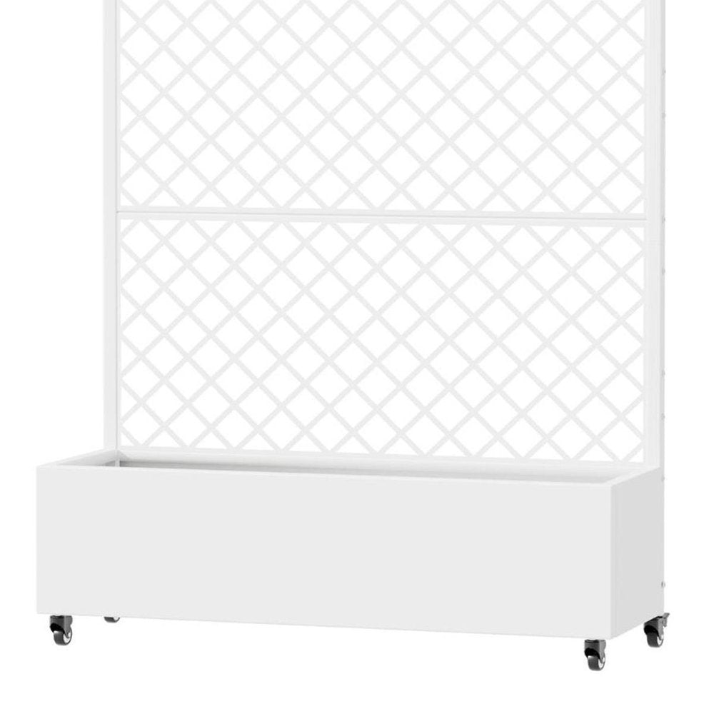 72" White Geometric Steel Three Panel Outdoor Privacy Screen — view 4