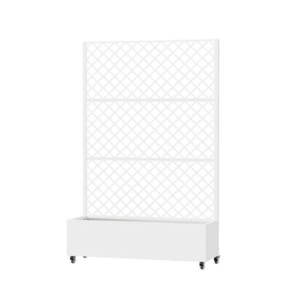 72" White Geometric Steel Three Panel Outdoor Privacy Screen