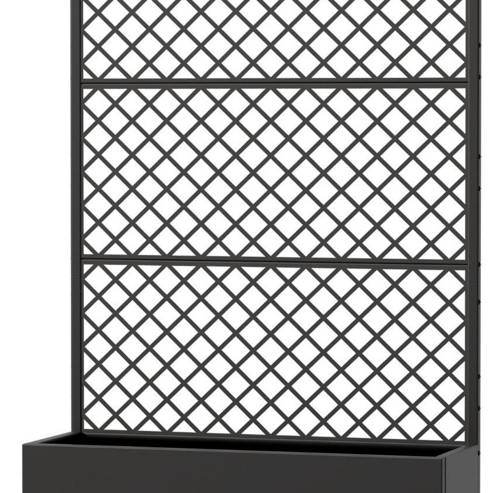72" Black Geometric Steel Three Panel Outdoor Privacy Screen HomeRoots